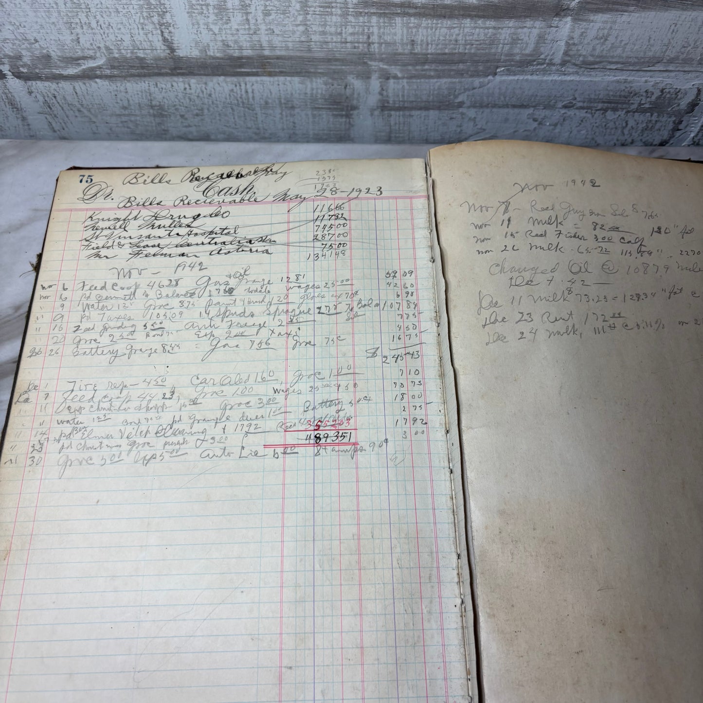 Antique Red Antique Rare Cashbook Ledger Records Sales
