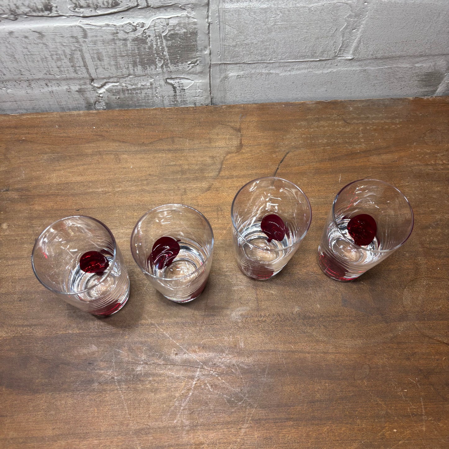 Pier 1 Imports Red Drip Dot Shot Glasses Set Of 4
