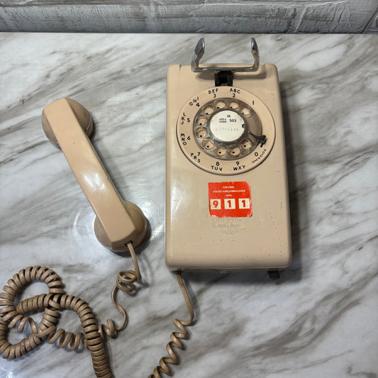 Vintage Beige Western Electric Model Rotary Wall-Mount Telephone