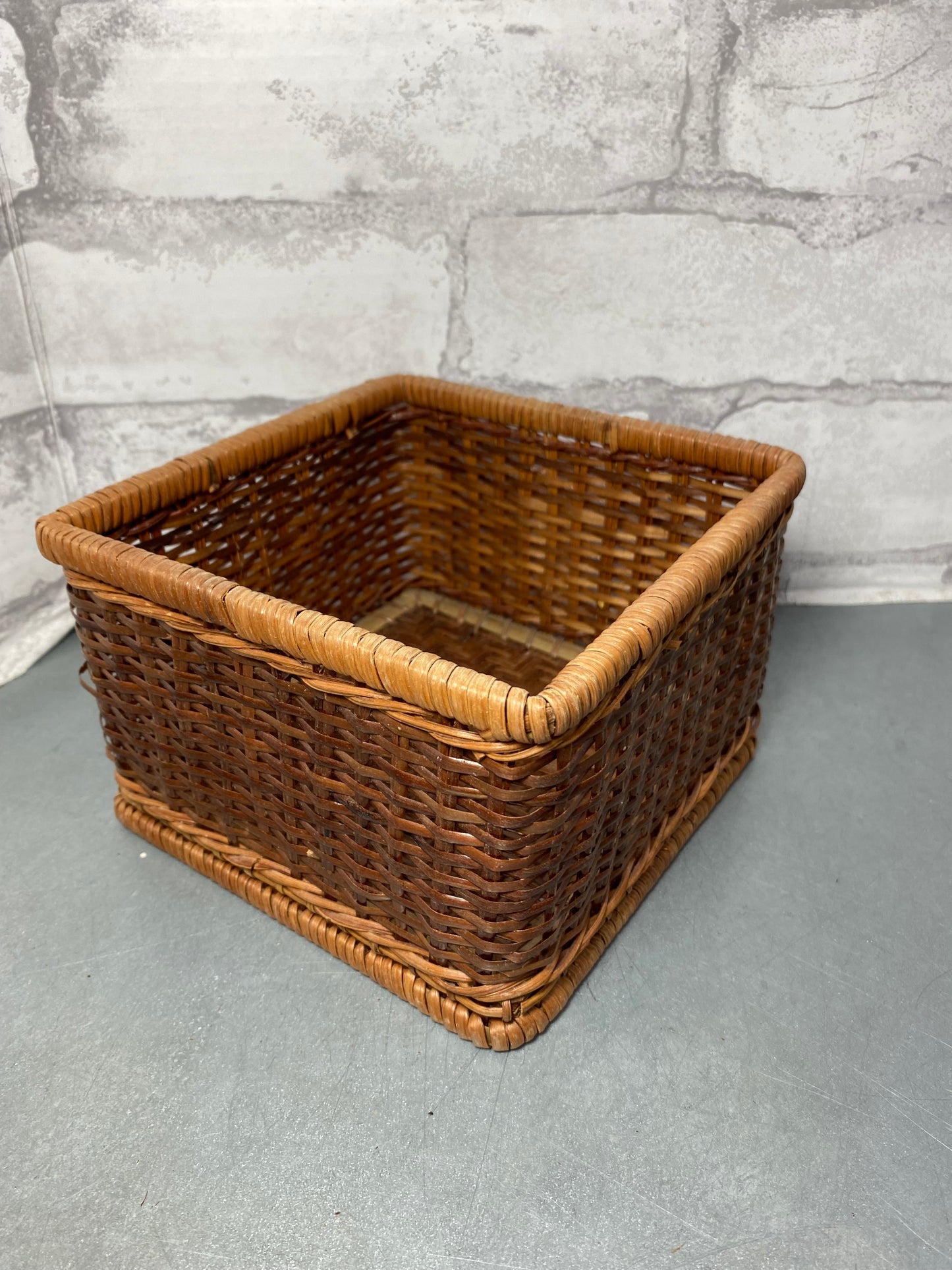 Vintage Mid Century Woven Square Basket