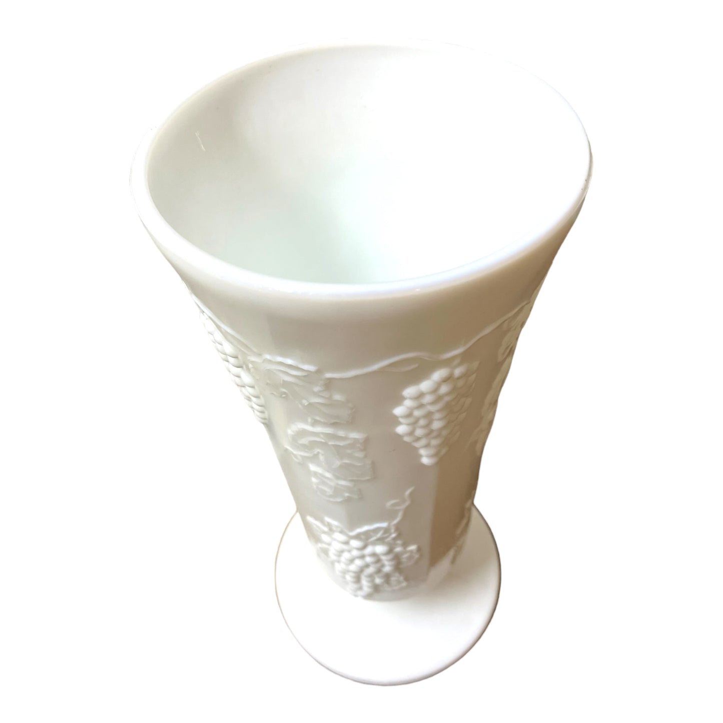 Vintage Milk Glass Grapevine Pattern Vase