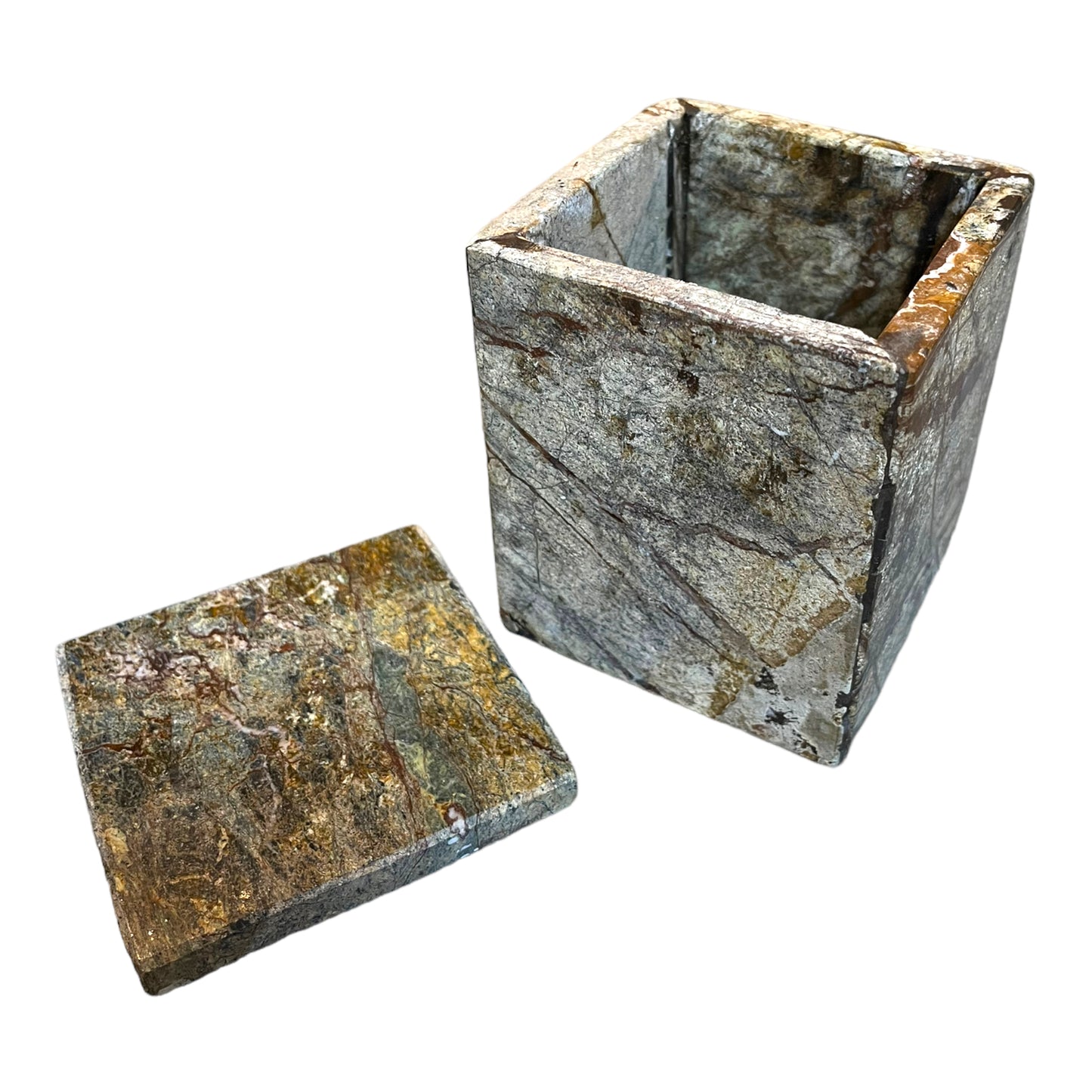 Bidasar Marble Soap Dispenser And Cotton Ball Holder Set