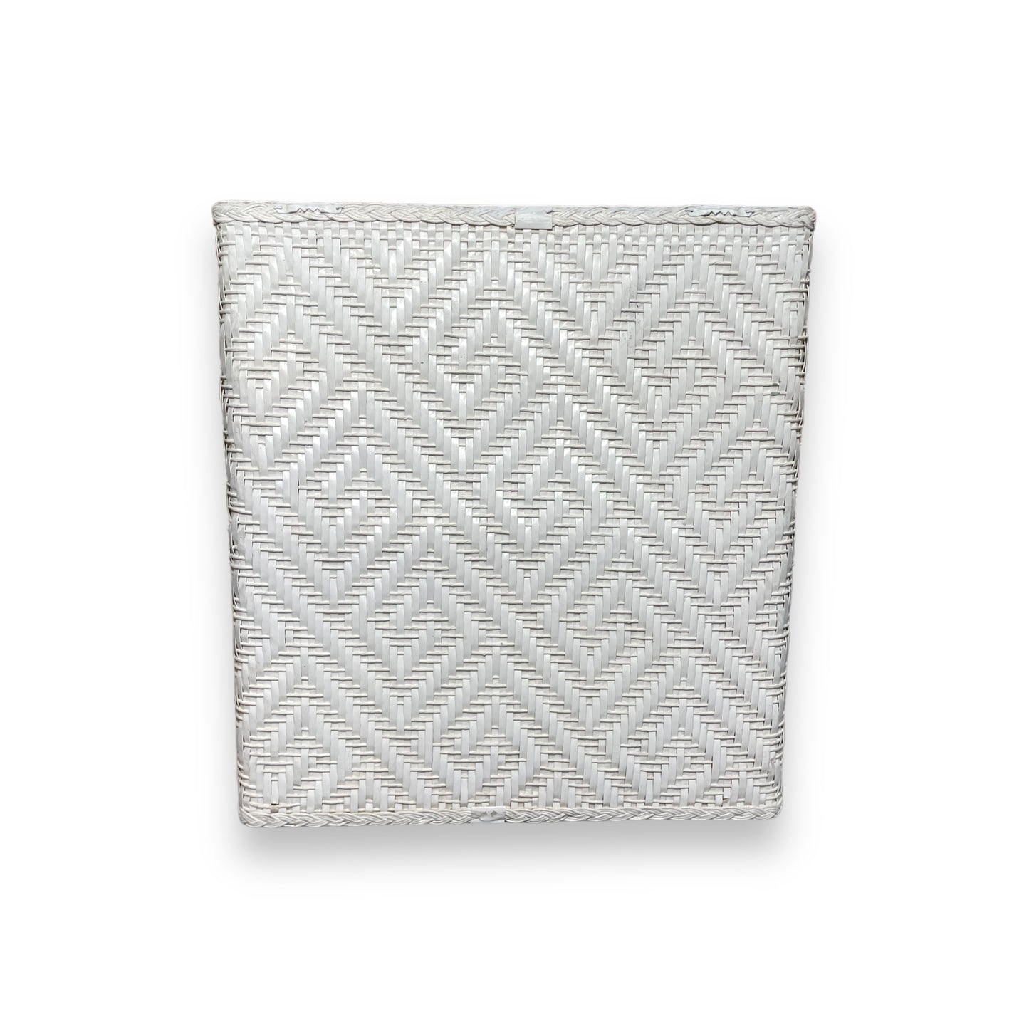 White Mid Century Wicker Shelf