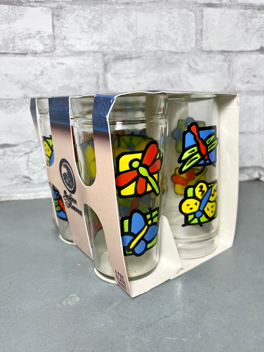 Vintage Stained Glass Juice Cups/faux Stained Glass Juice 