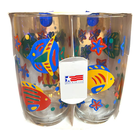 Vintage Multi Colored Fish Ocean Underwater Glasses