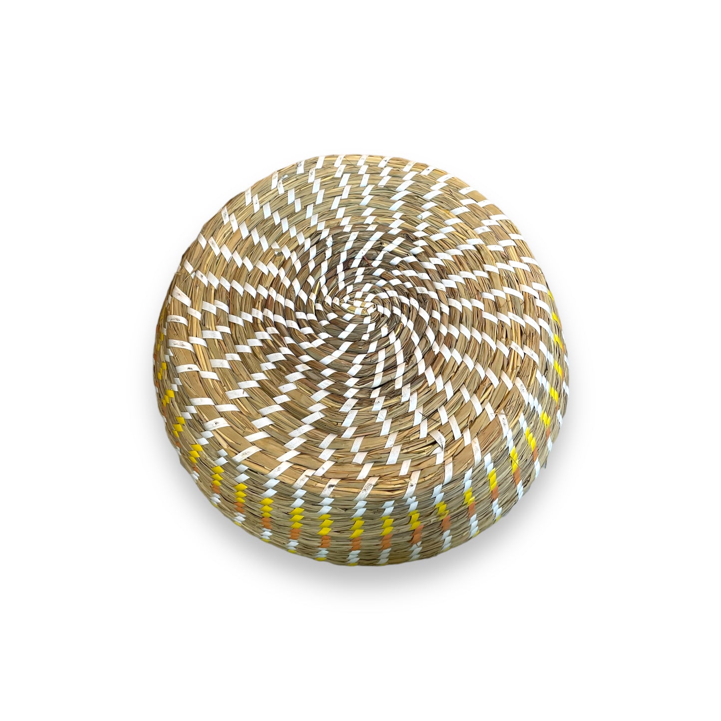 Yellow And Orange Woven Straw Basket