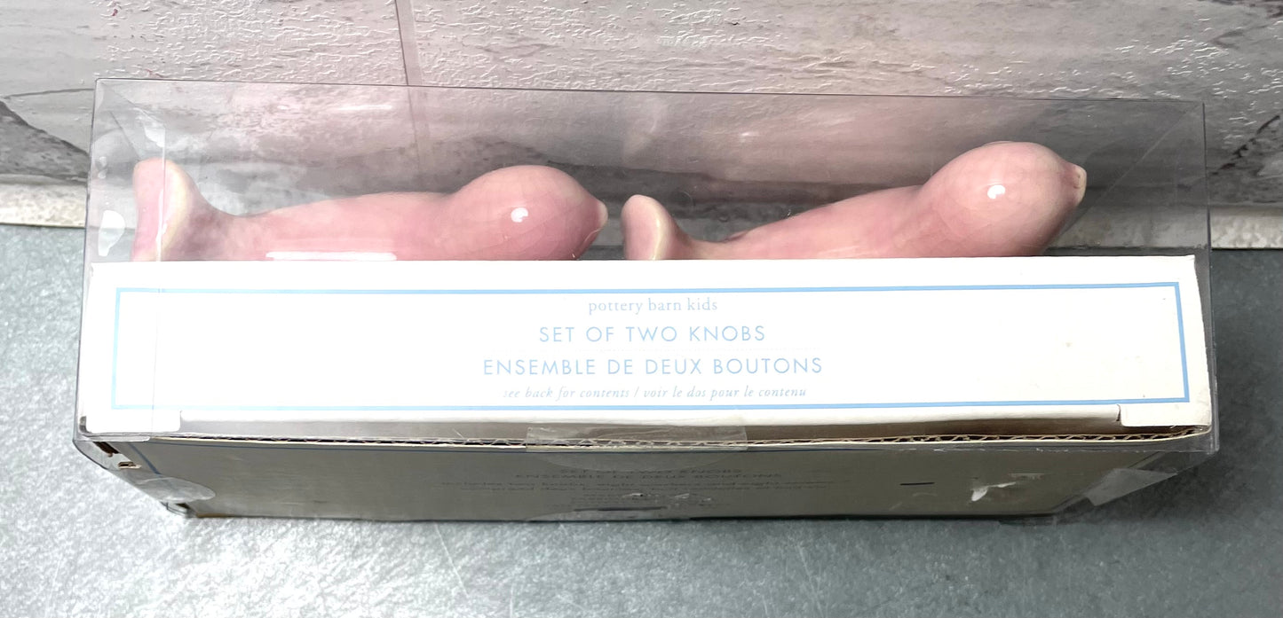 Pink Pottery Barn Ceramic Bird Pulls / Knobs