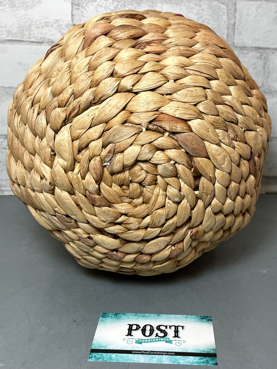Woven Basket With Red Beading – Post Furnishings