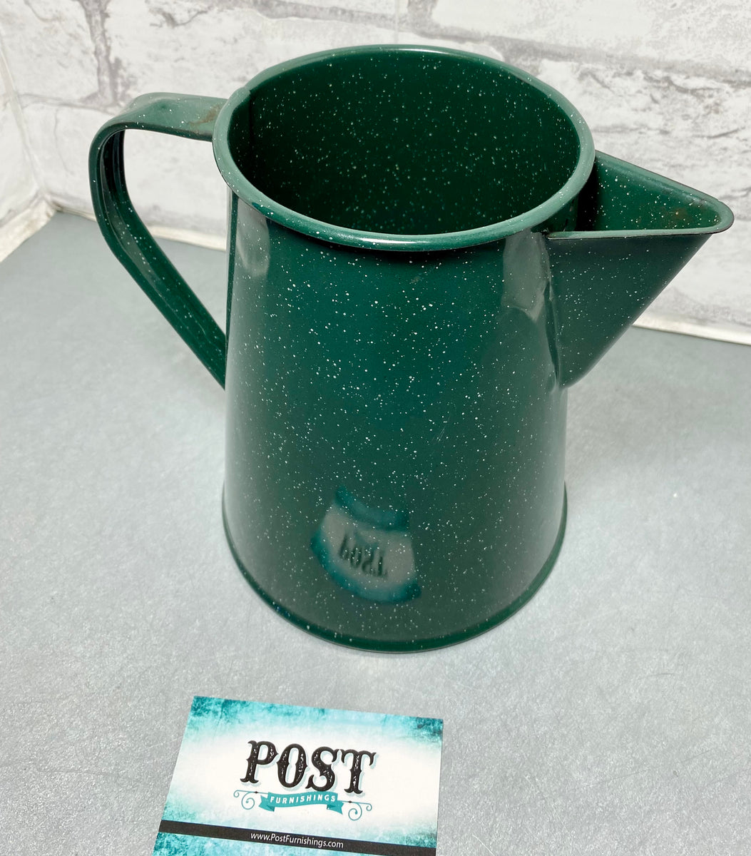 Green Speckled Metal Pitcher