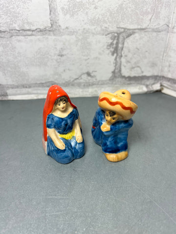 Vintage Mexico Lady and Man Salt And Pepper Shakers