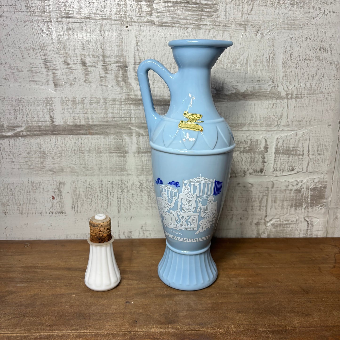 Vintage Blue Jim Bean Greek Decanter Bottle