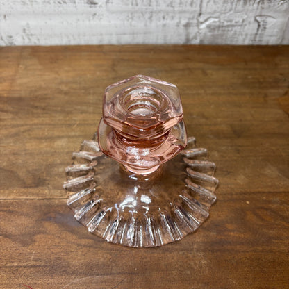 Vintage Pink Depression Glass Candle Stick