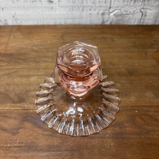 Vintage Pink Depression Glass Candle Stick