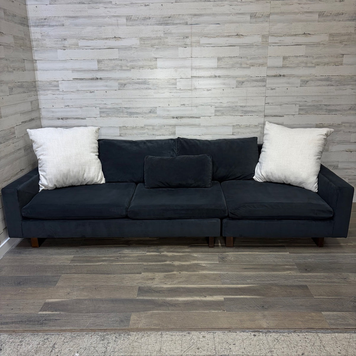 West Elm Harmony 2pc sectional black performance velvet — photo 1