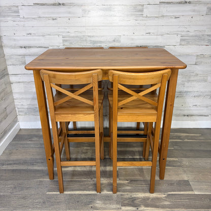 IKEA INGOLF bar table and 4 chairs set