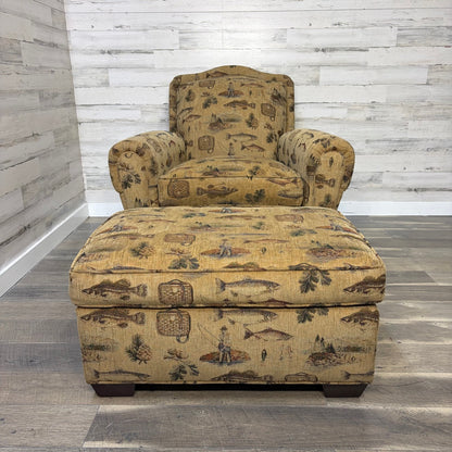 Custom Fishing Print Chair & Ottoman
