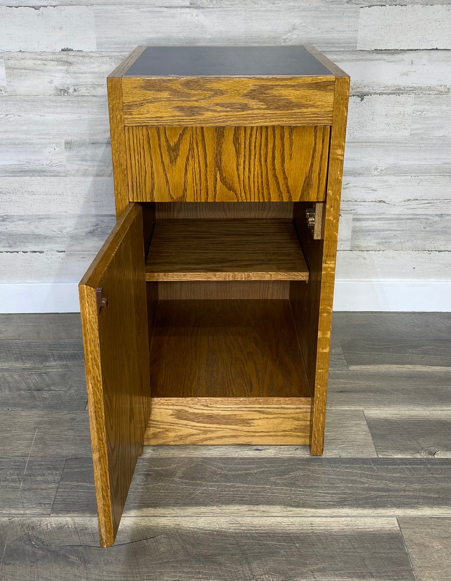 Small Oak Office End Table Cabinet