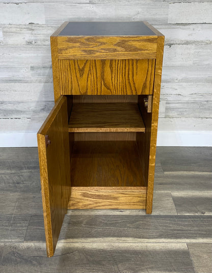 Small Oak Office End Table Cabinet