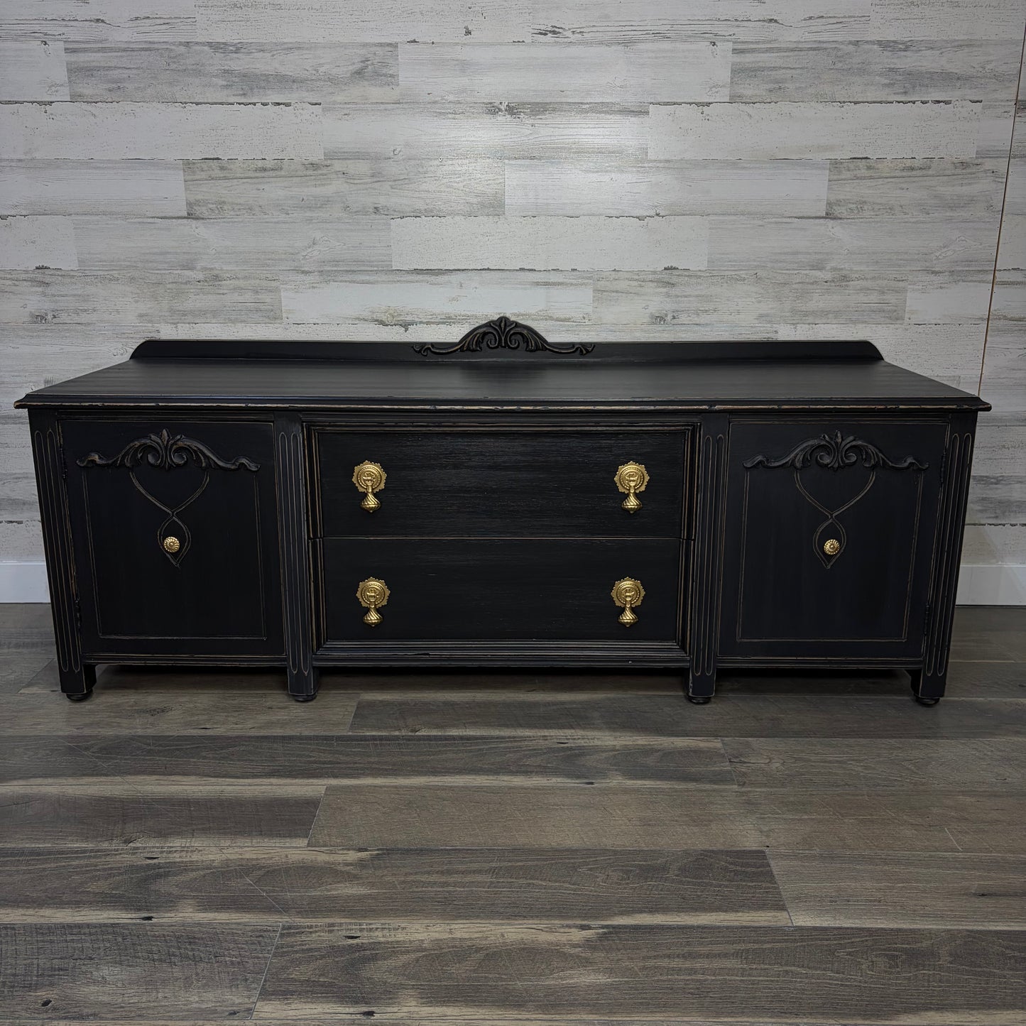 Low Antique Black Buffet