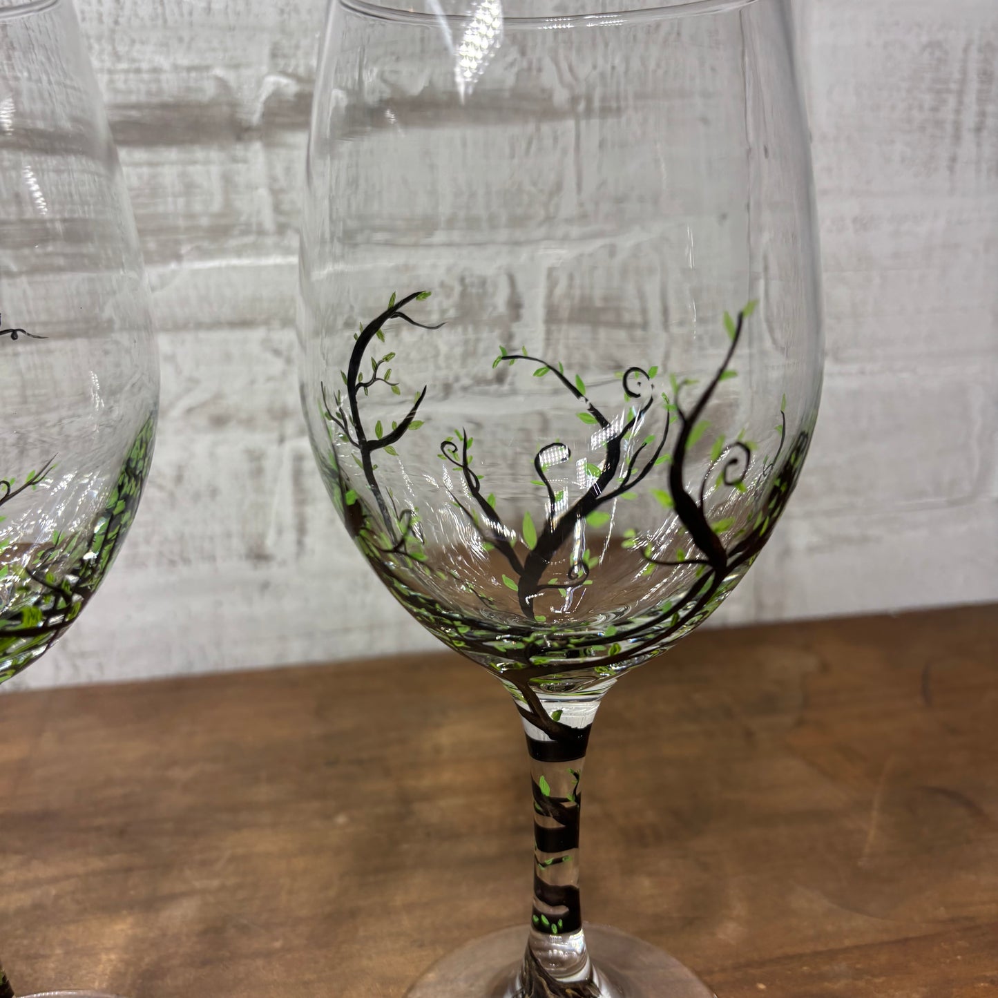 Hand Painted Tree Wine Glasses