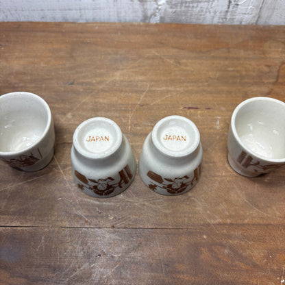 Vintage Japanese Ceramic Sake Cups Set Of 4