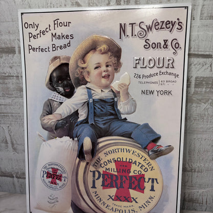 Vintage Style N.T. Swezey’s Son & Co. Embossed Flour Tin Sign