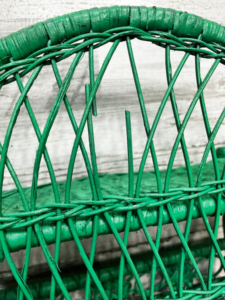 Green Vintage Wicker Hanging Shelf