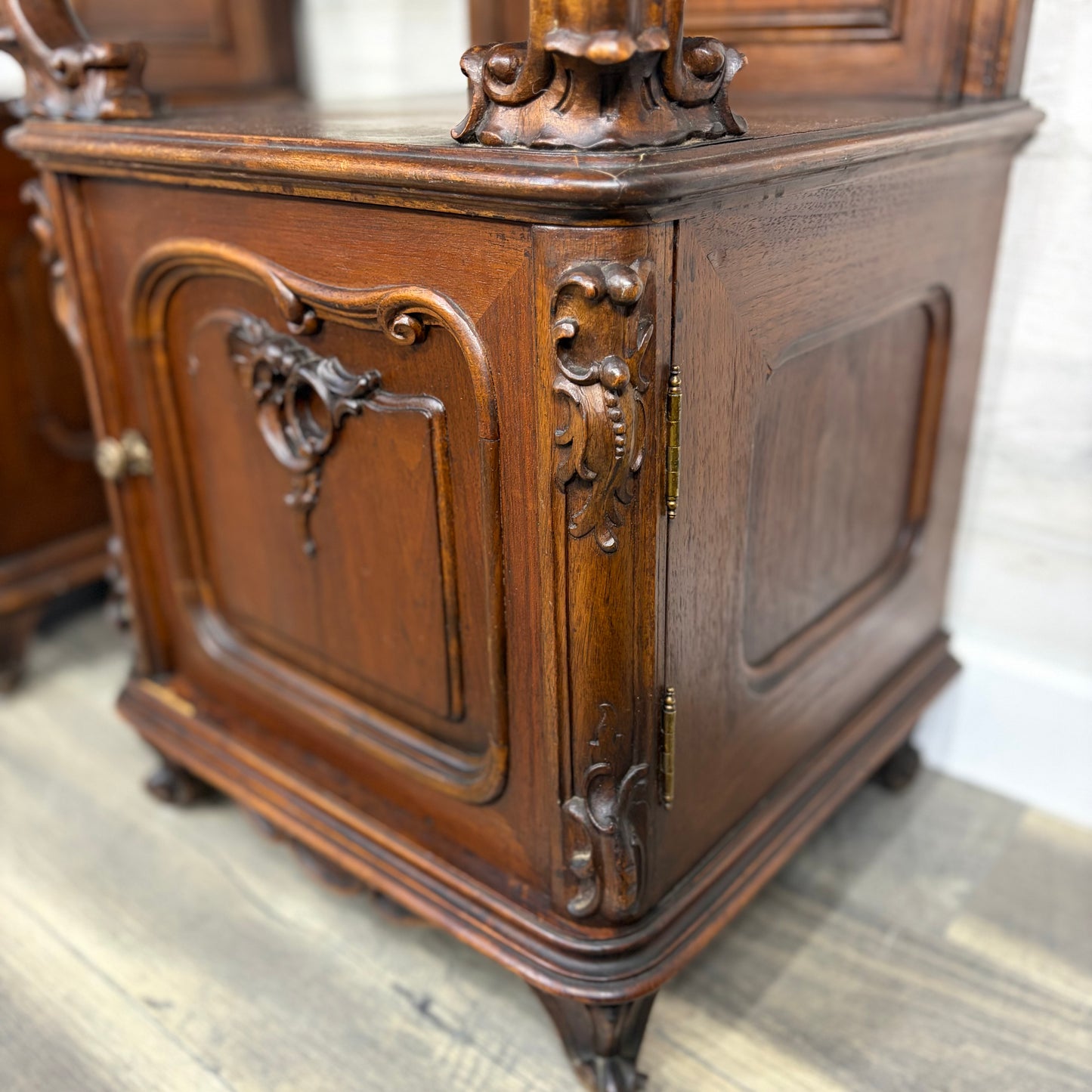 Antique French Marble Top Nightstands Set Of 2
