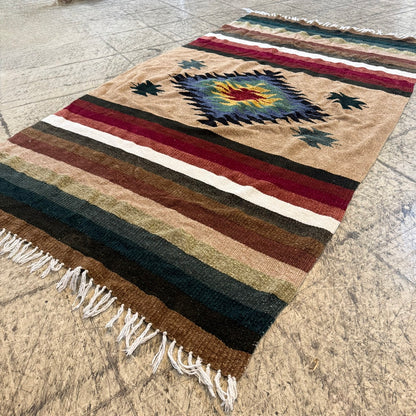 Vintage Handmade Southwestern Flatweave Rug