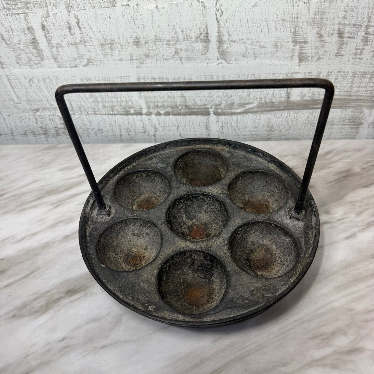 Aebleskiver pan, angled view