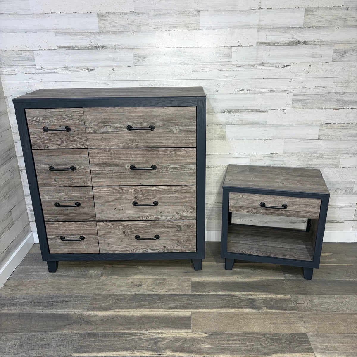 Dresser and nightstand set, front view