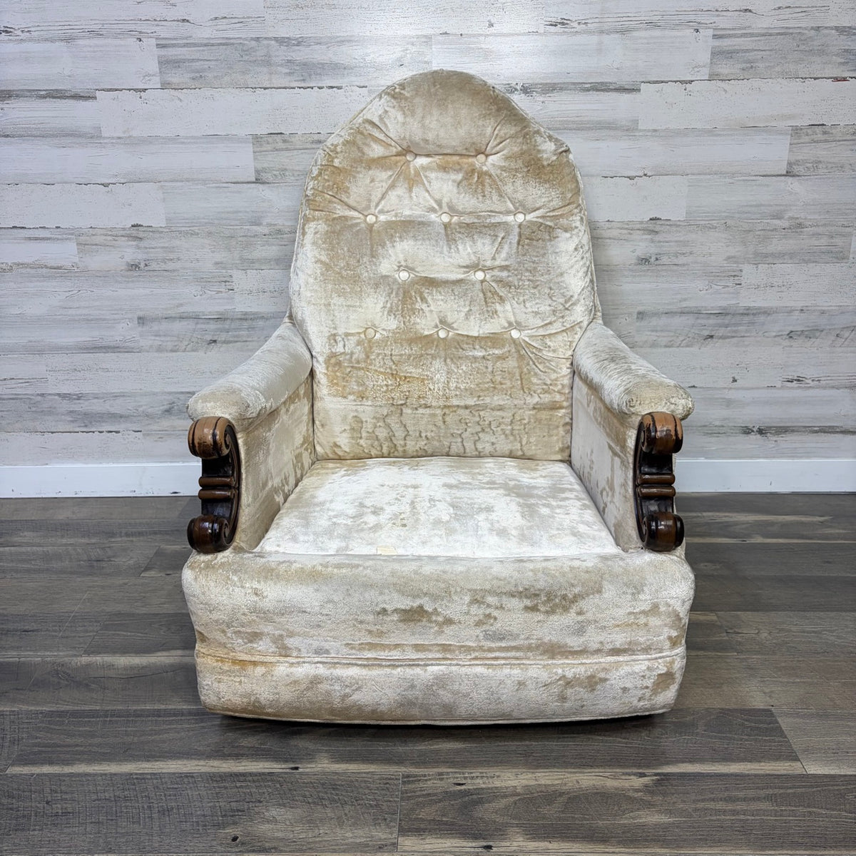 Vintage Velvet Armchair on Wheels