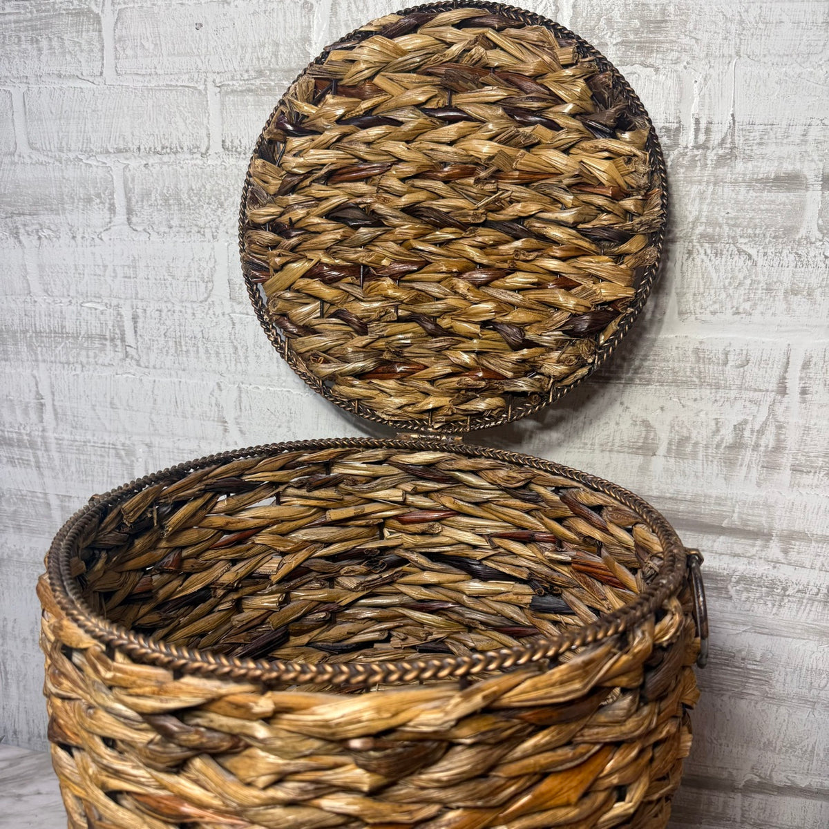 Basket with lid open