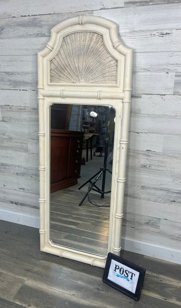 Faux Bamboo Mirror Cane Hollywood Regency Mid-century modern