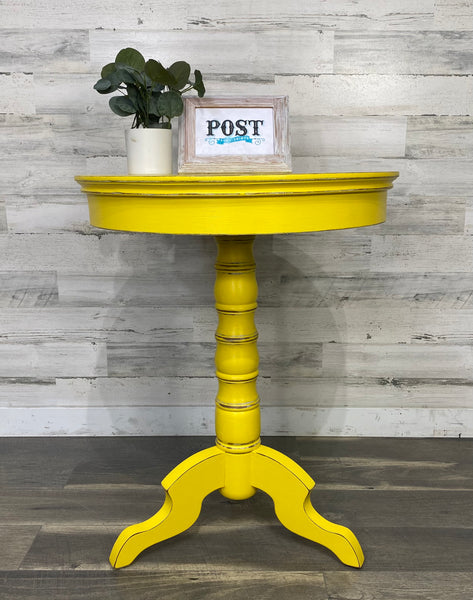 Bright Yellow Round Side Table