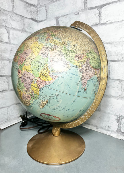 Mid Century Light Up World Globe