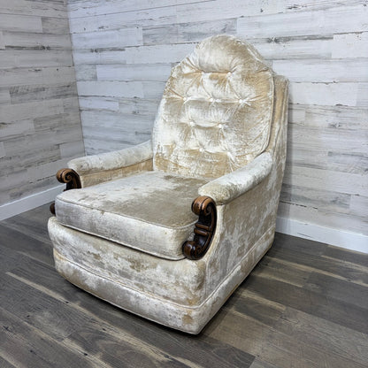 Vintage Velvet Armchair on Wheels