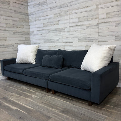 West Elm Harmony 2pc sectional black performance velvet — photo 3