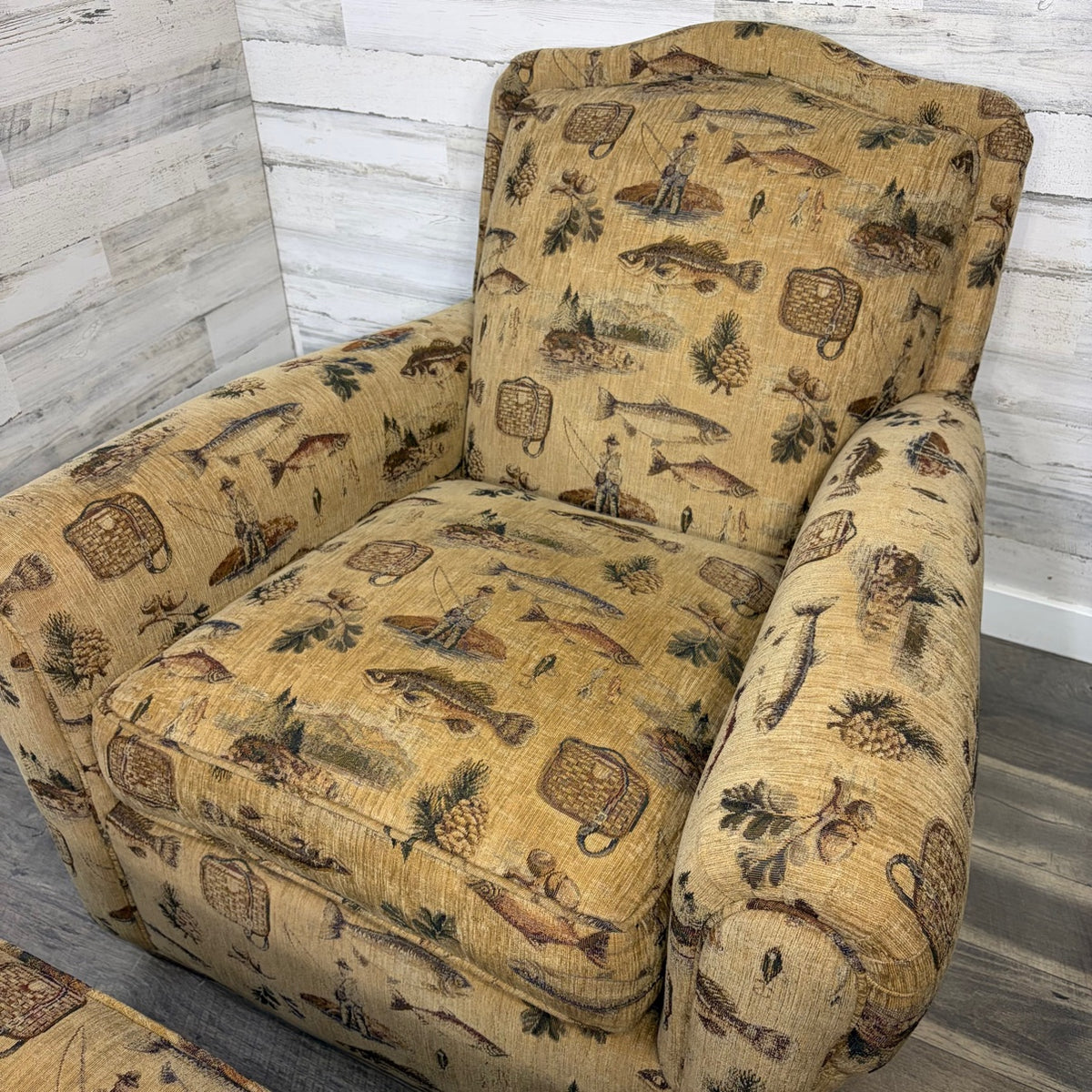 Custom Fishing Print Chair & Ottoman