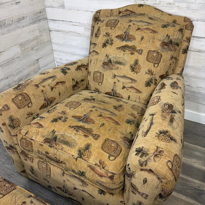 Custom Fishing Print Chair & Ottoman