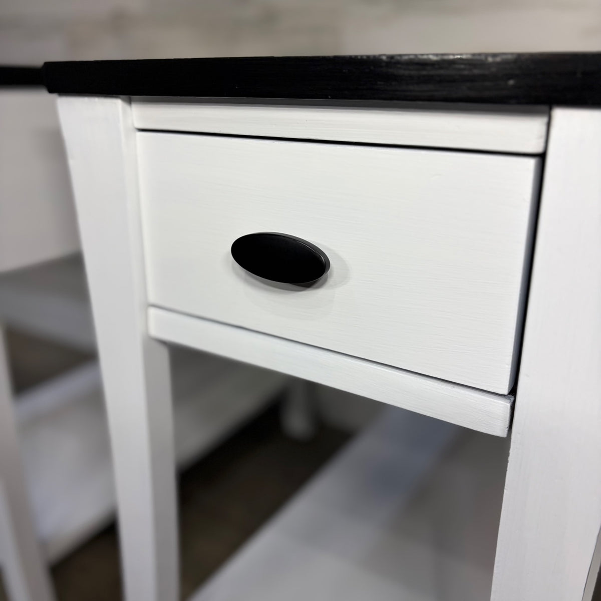 Refinished nightstands set of 2, white with black tops
