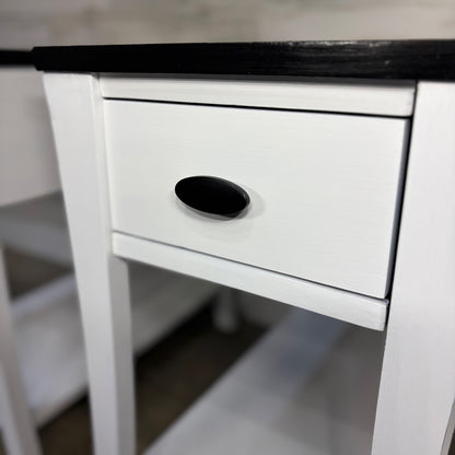 Refinished nightstands set of 2, white with black tops