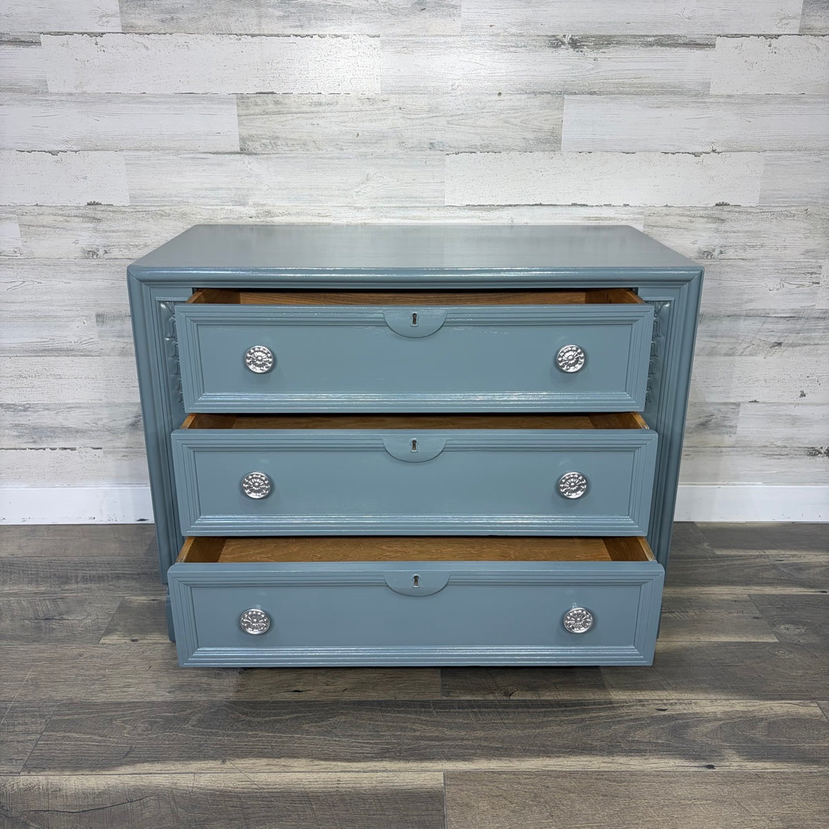 Drexel nightstand with drawers open