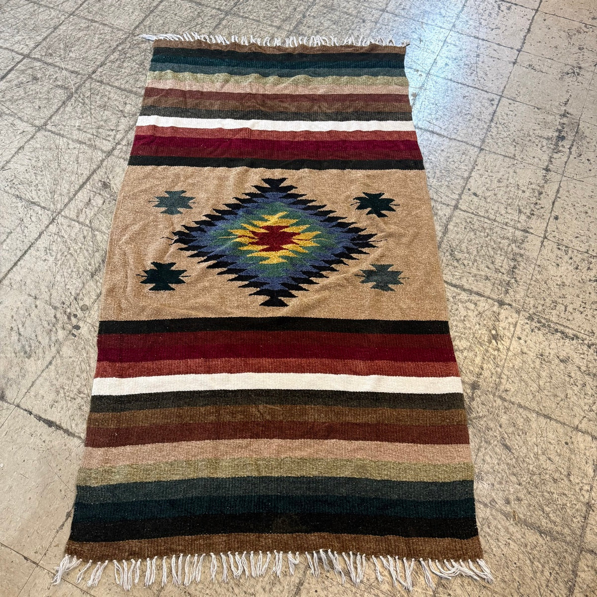 Vintage Handmade Southwestern Flatweave Rug