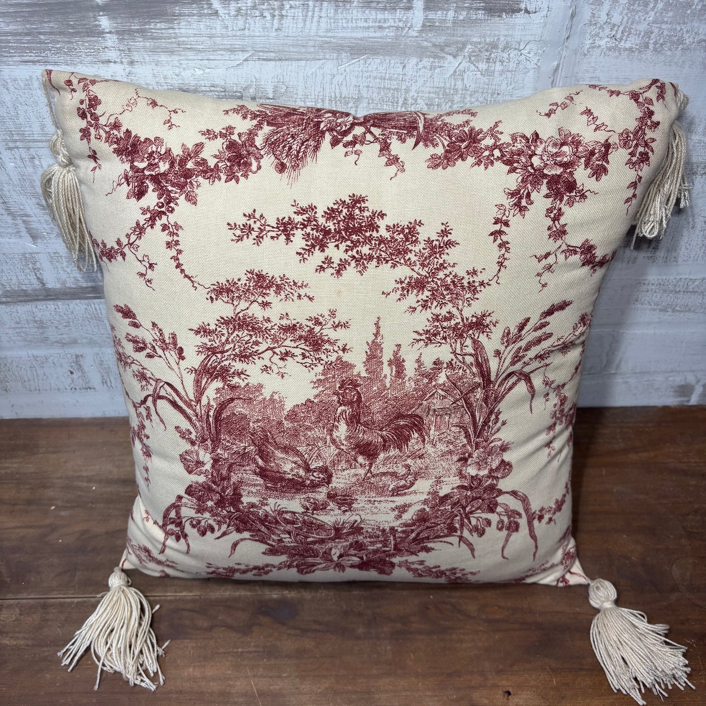 Country Red Rooster Throw Pillow