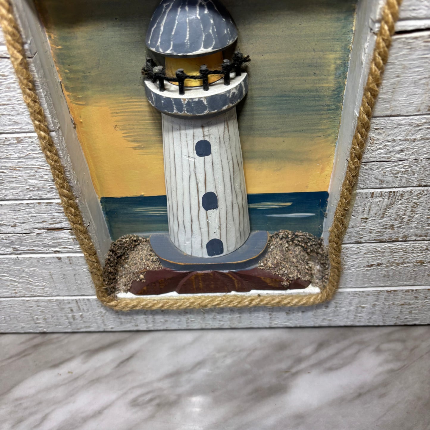 Wooden Shadowbox Nautical Lighthouse 3D Wall Art
