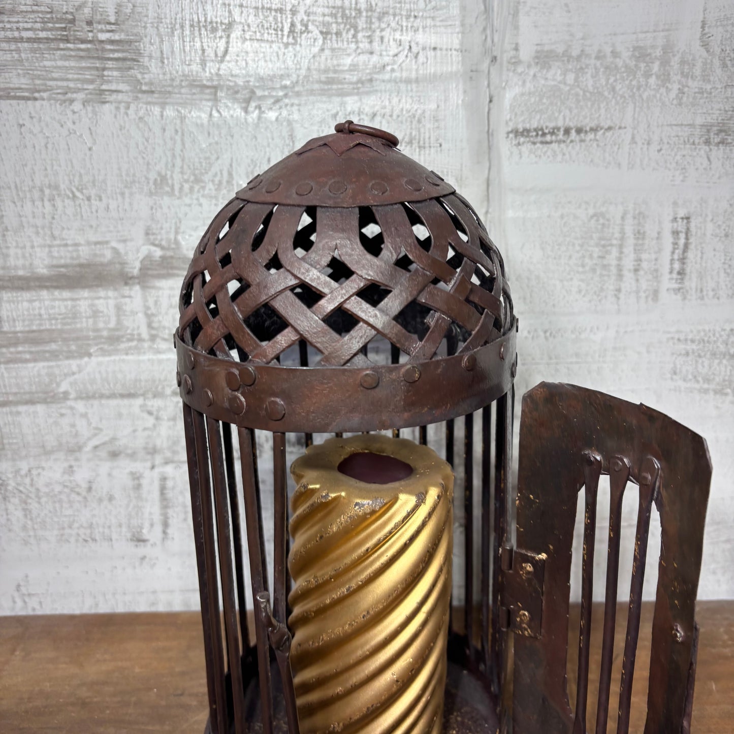 Vintage Metal Bird Cage Candle Holder