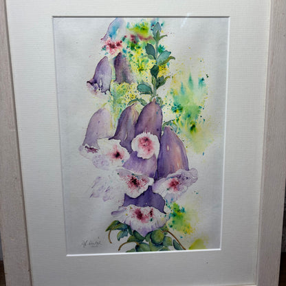Original Foxglove Water Color Framed Painting
