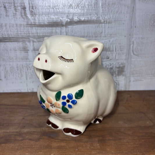 Vintage Smiley Shawnee Pig Ceramic Pitcher