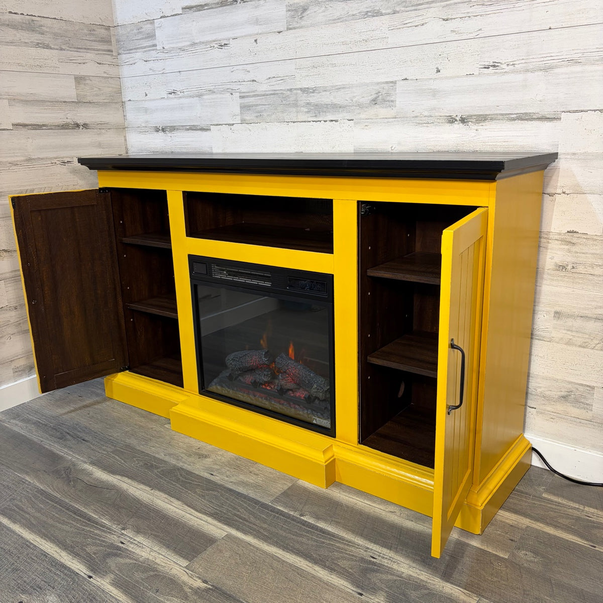 Refinished electric fireplace TV stand